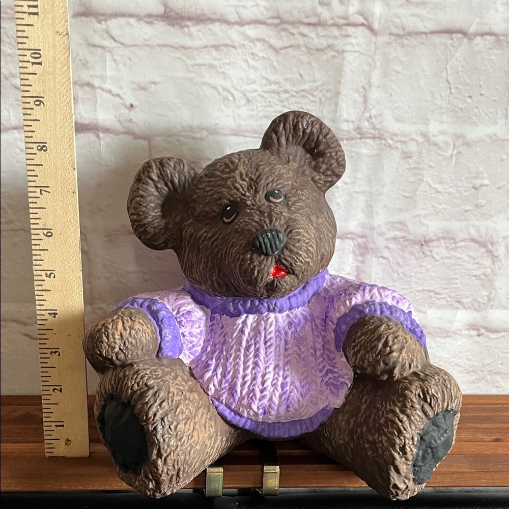 Brown Teddy Bear with Purple Sweater